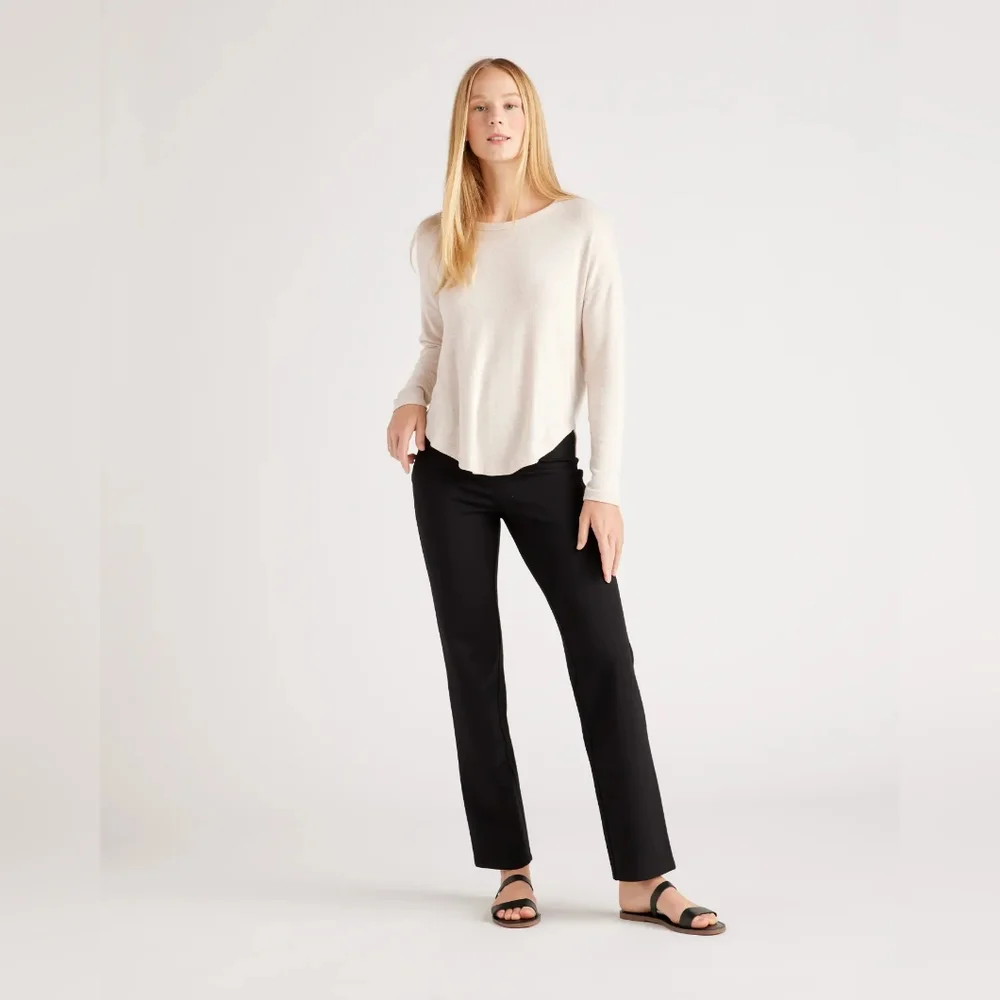 NWOT Quince Ultra-Stretch Ponte Straight Leg Pant Black Sz S - Picture 2 of 9